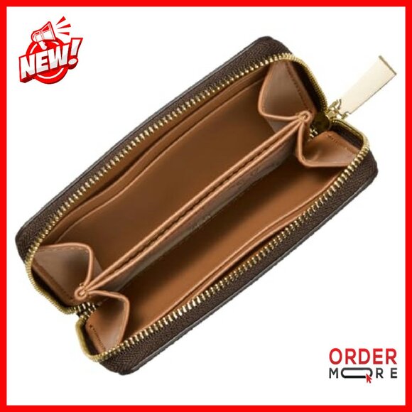 Small Zip-Around Leather Wallet with Multiple Card Slots - Picture 7 of 8